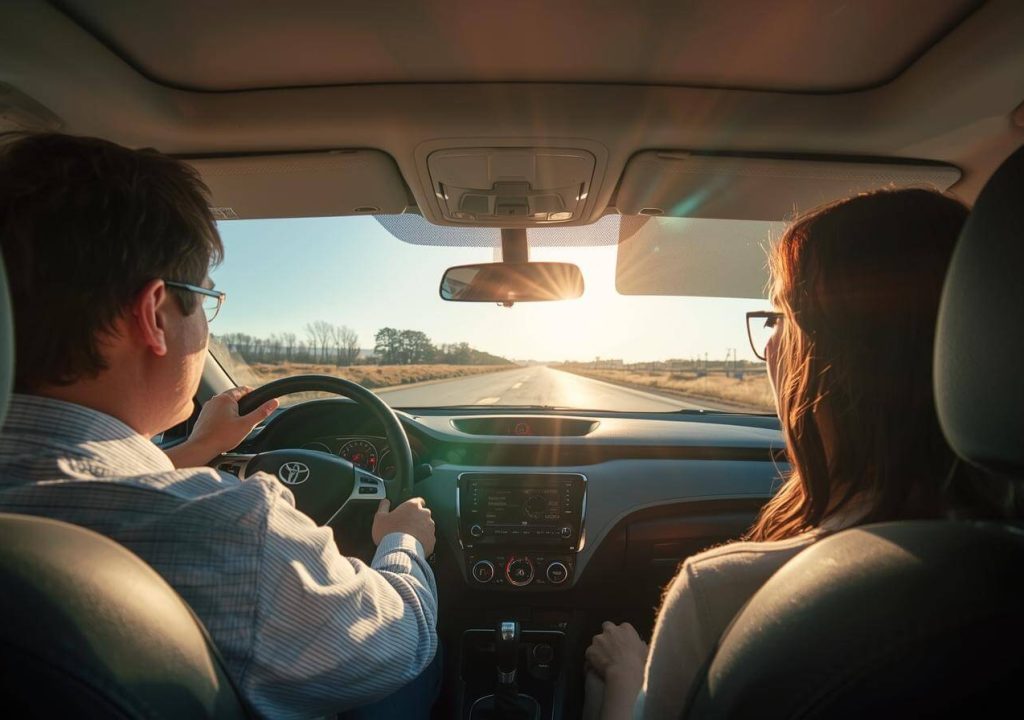 Hyperrealistic photo of driving teaching. The sun is shining.-2